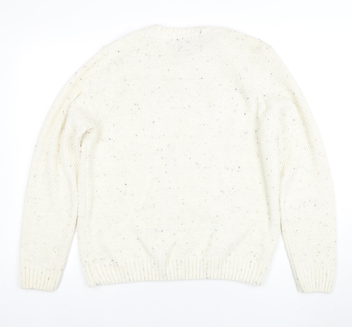 Burton Menswear London Men's Ivory Wool Blend Chunky Knit Jumper Large
