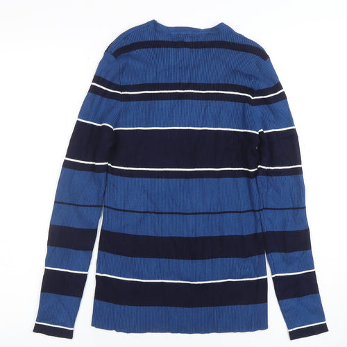 CHEE-CHO Womens Blue Striped Long Sleeve Knit Top Size L