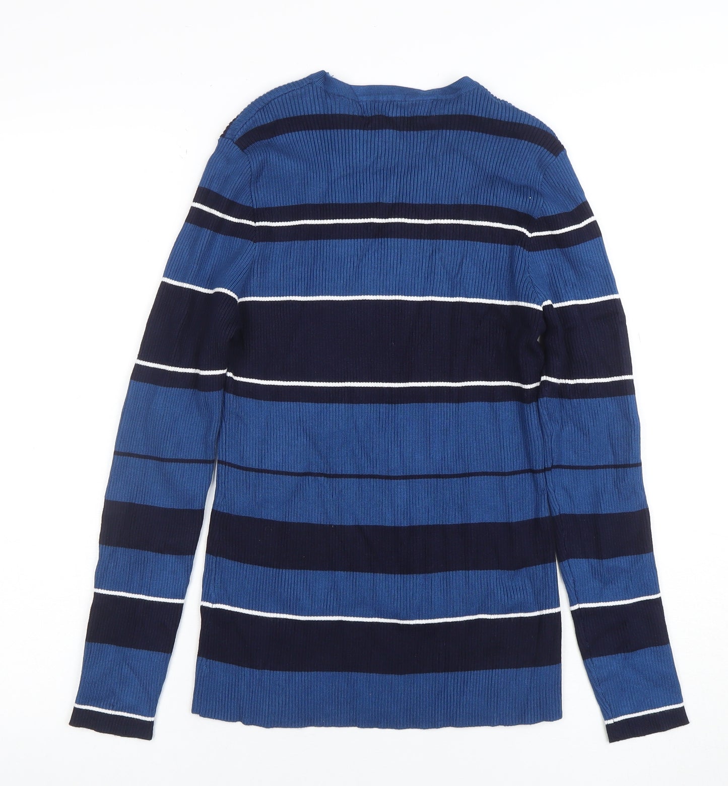 CHEE-CHO Womens Blue Striped Long Sleeve Knit Top Size L