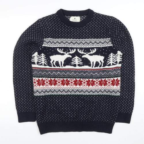 Next Men's Blue Fair Isle Reindeer Christmas Jumper Size M