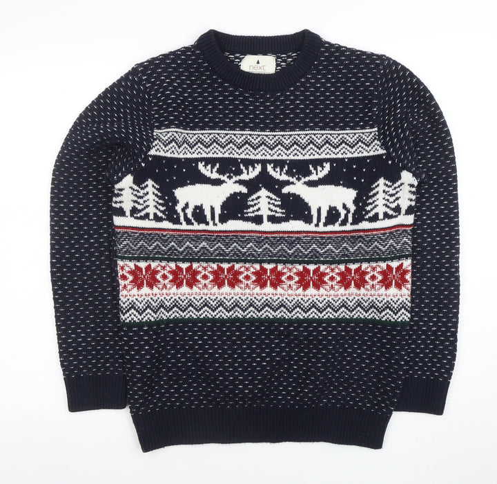 Next Men's Blue Fair Isle Reindeer Christmas Jumper Size M