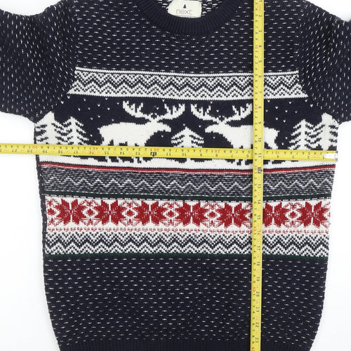 Next Men's Blue Fair Isle Reindeer Christmas Jumper Size M