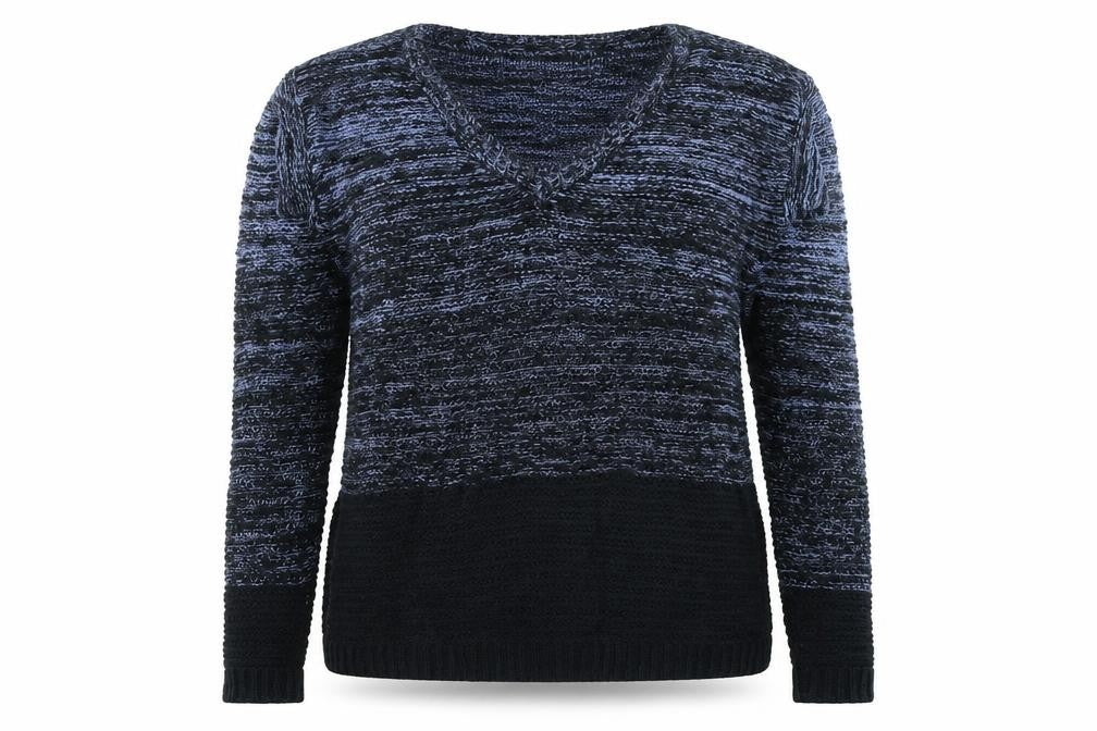 Gilly Hicks Women's Blue V-Neck Chunky Knit Jumper Size XS