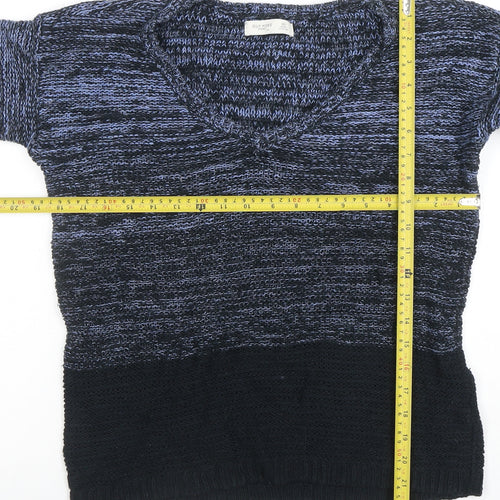 Gilly Hicks Women's Blue V-Neck Chunky Knit Jumper Size XS