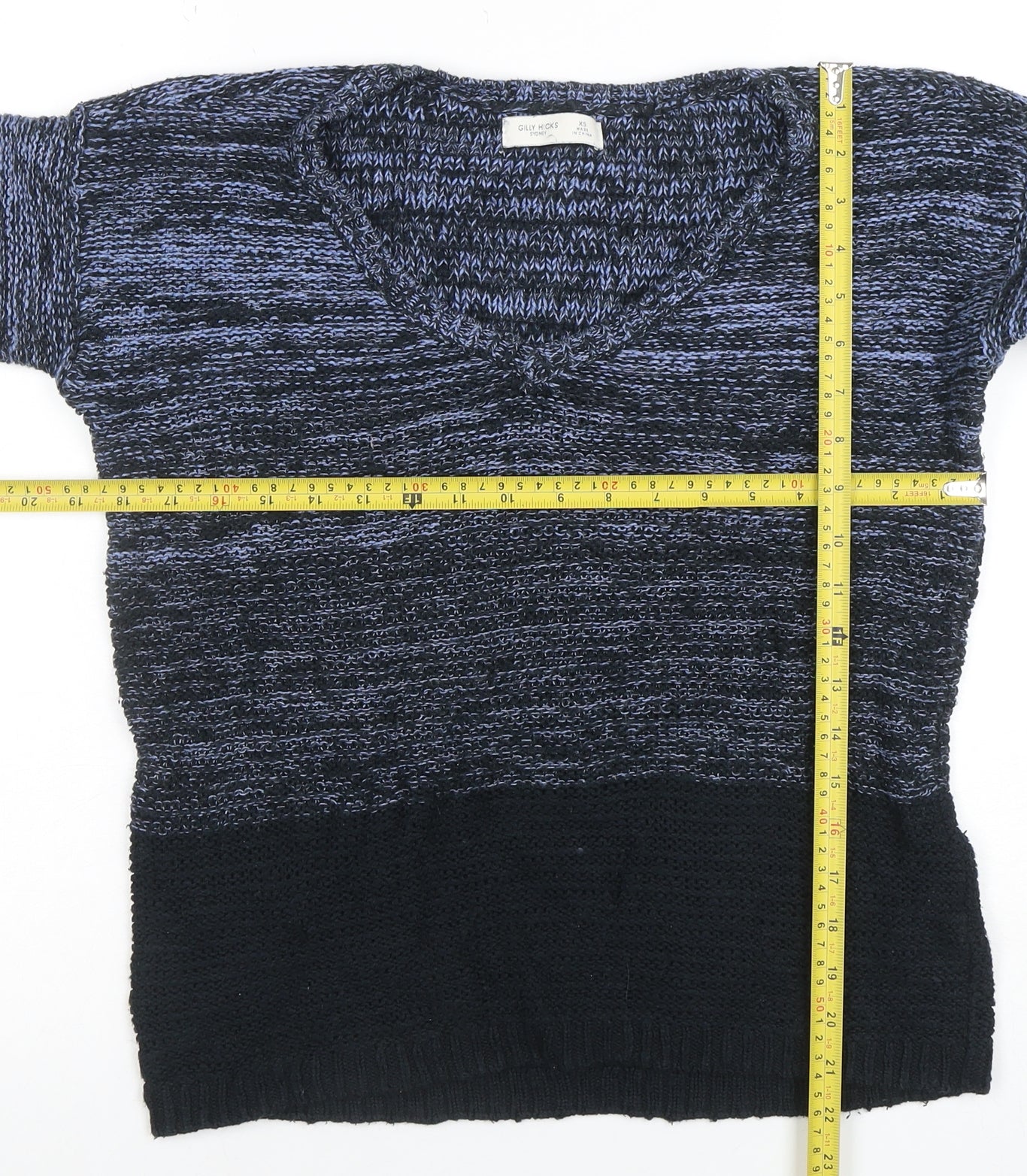 Gilly Hicks Women's Blue V-Neck Chunky Knit Jumper Size XS