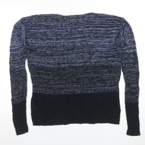 Gilly Hicks Women's Blue V-Neck Chunky Knit Jumper Size XS