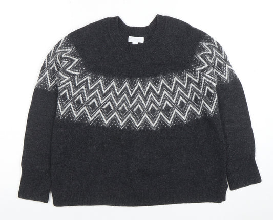 The White Label Company Women’s Grey Fair Isle Wool Blend Jumper Small