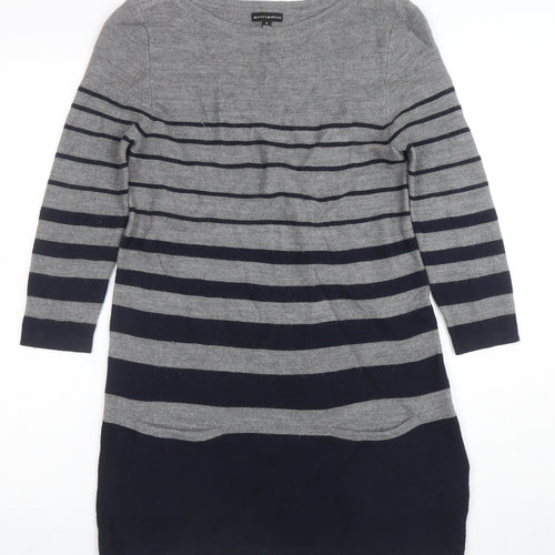 Mercer & Madison Women’s Grey Striped Wool Jumper Dress Size S