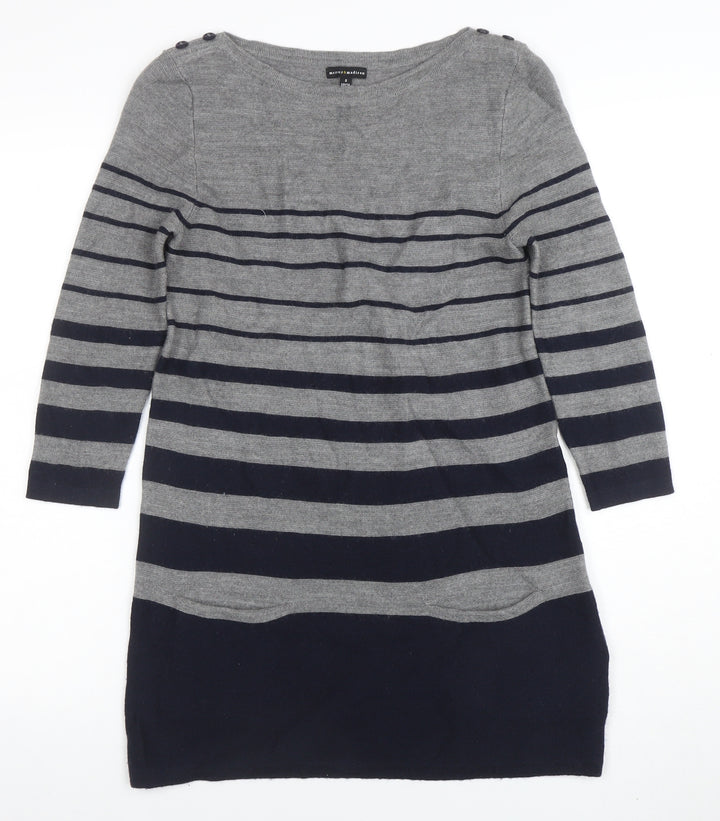 Mercer & Madison Women’s Grey Striped Wool Jumper Dress Size S