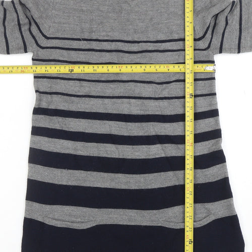 Mercer & Madison Women’s Grey Striped Wool Jumper Dress Size S