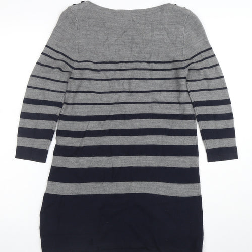 Mercer & Madison Women’s Grey Striped Wool Jumper Dress Size S