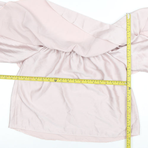 River Island Women’s Pink Off the Shoulder Ruffle Blouse Size 8