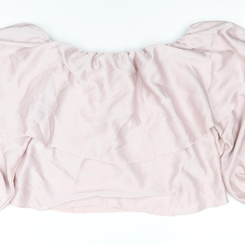 River Island Women’s Pink Off the Shoulder Ruffle Blouse Size 8