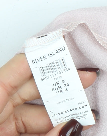 River Island Women’s Pink Off the Shoulder Ruffle Blouse Size 8