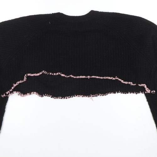 Brave Soul Women's Black Beaded Butterfly Chunky Knit Jumper Size 14