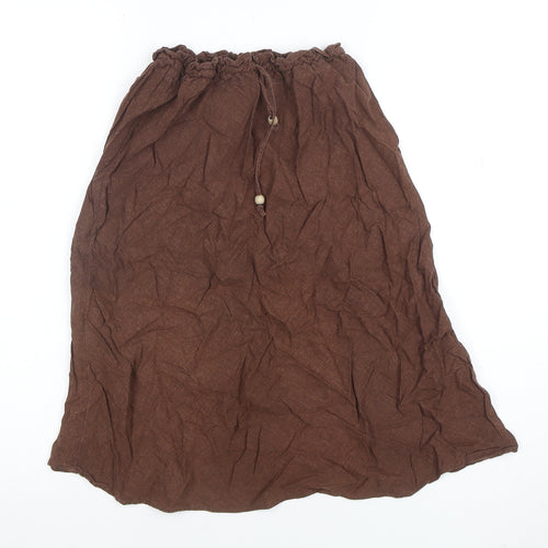 H&M Women Brown A-Line Midi Skirt Size 10 Cotton Blend