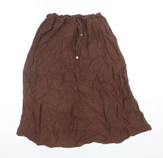 H&M Women Brown A-Line Midi Skirt Size 10 Cotton Blend