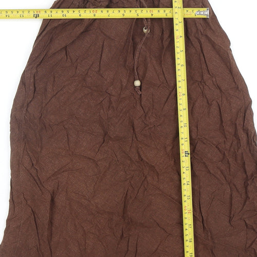H&M Women Brown A-Line Midi Skirt Size 10 Cotton Blend