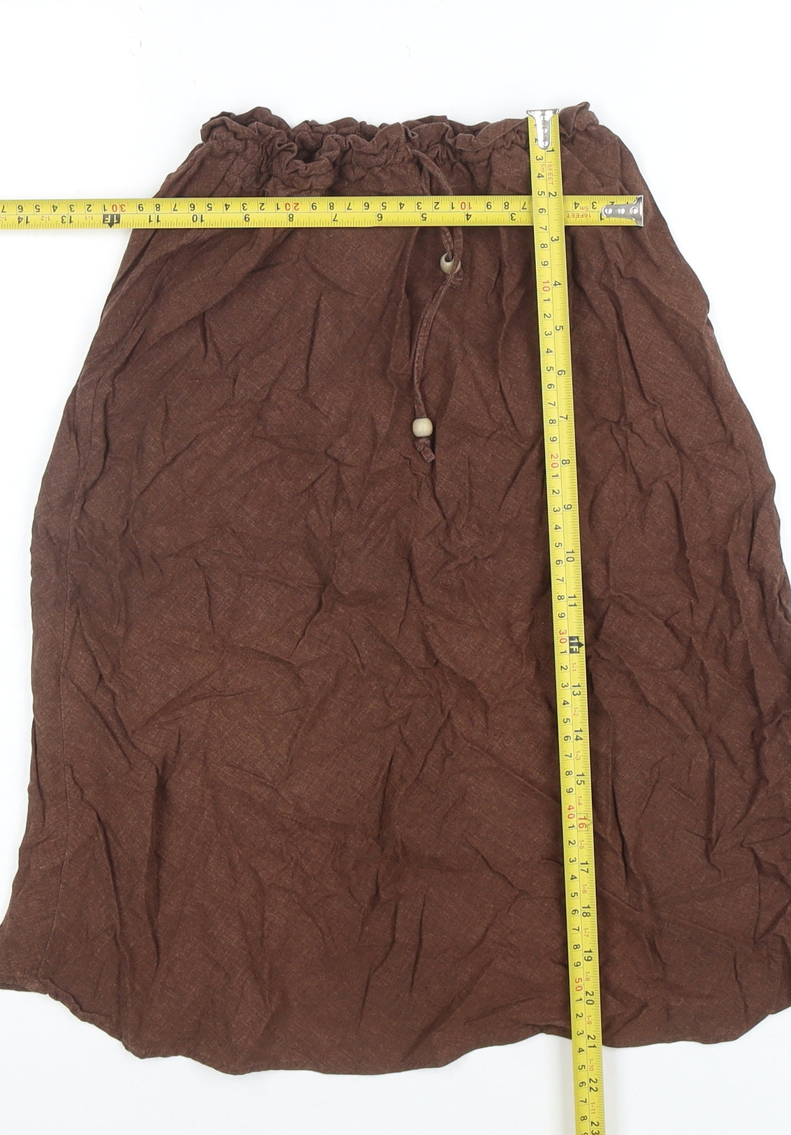 H&M Women Brown A-Line Midi Skirt Size 10 Cotton Blend