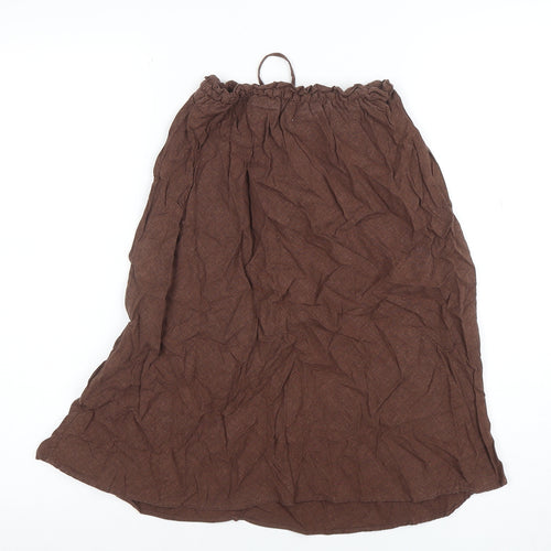 H&M Women Brown A-Line Midi Skirt Size 10 Cotton Blend