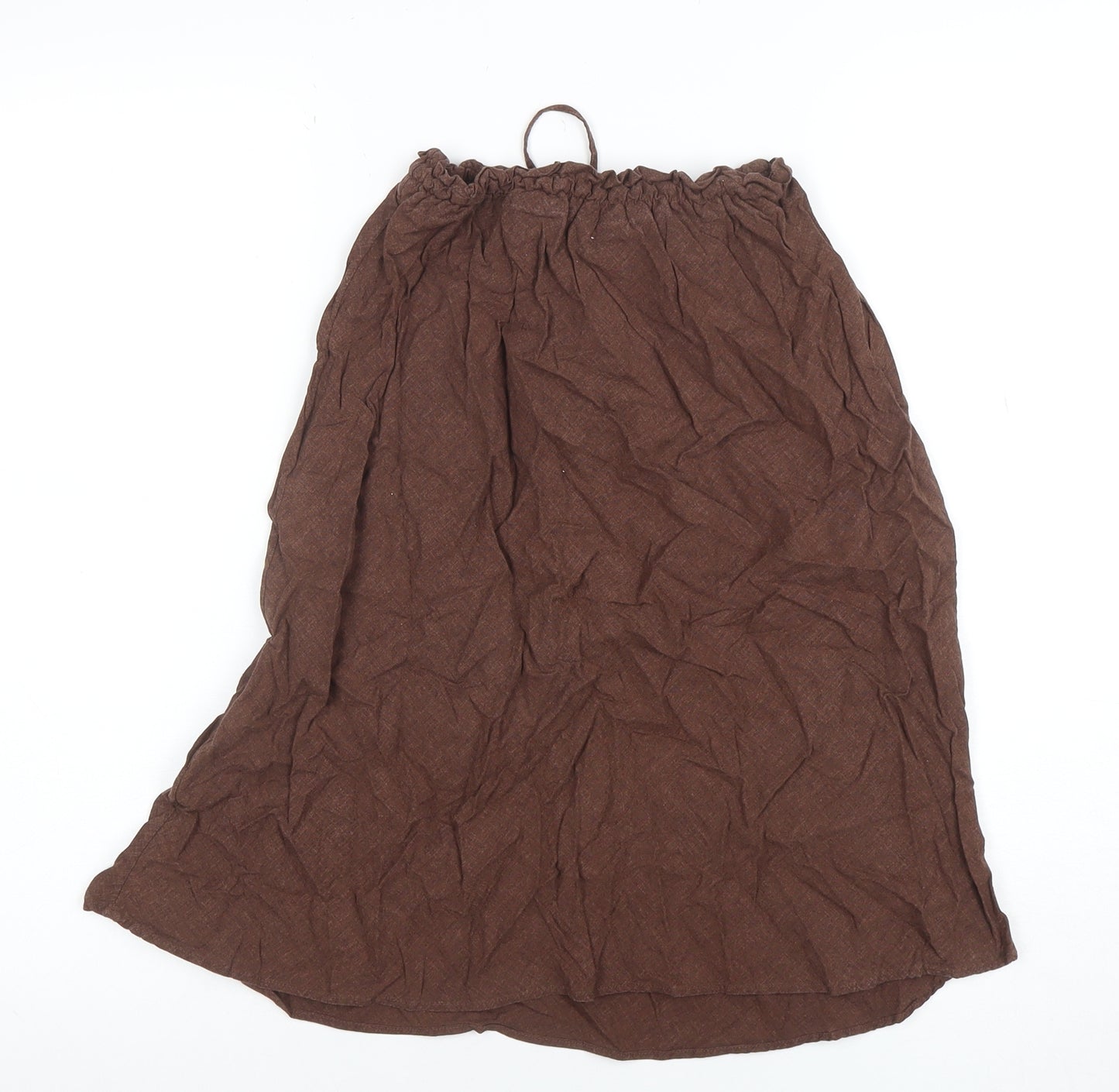 H&M Women Brown A-Line Midi Skirt Size 10 Cotton Blend