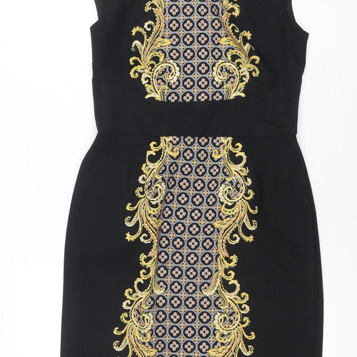 London Times Womens Black Size 10 Sheath Stretch Knee Length Dress