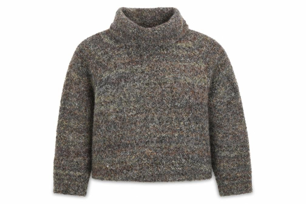Front view of Williams Rast women’s grey roll neck chunky knit jumper, size L
