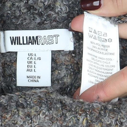 Williams Rast Womens Grey Roll Neck Chunky Knit Jumper Size L