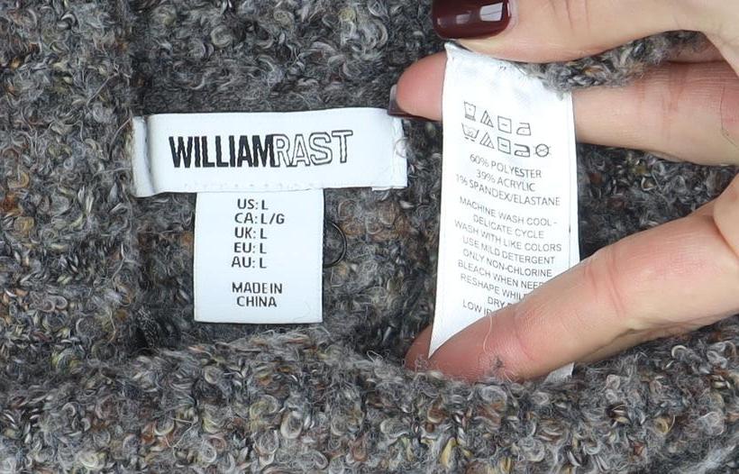 Williams Rast Womens Grey Roll Neck Chunky Knit Jumper Size L