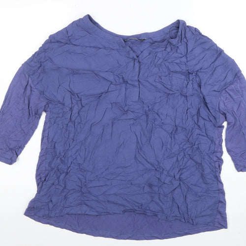 Bonmarche Women's Blue Viscose 3/4 Sleeve Tunic Blouse Size 18