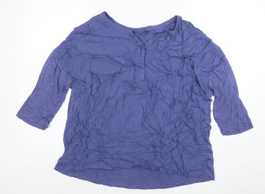 Bonmarche Women's Blue Viscose 3/4 Sleeve Tunic Blouse Size 18