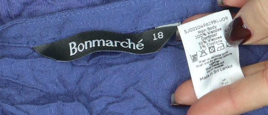 Bonmarche Women's Blue Viscose 3/4 Sleeve Tunic Blouse Size 18