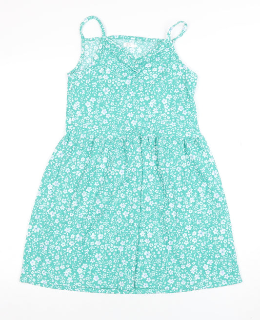 Next Girls Green Floral A-Line Summer Dress 10 Years Sleeveless