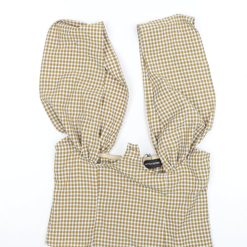 PrettyLittleThing Women’s Brown Check Cropped Blouse UK 10