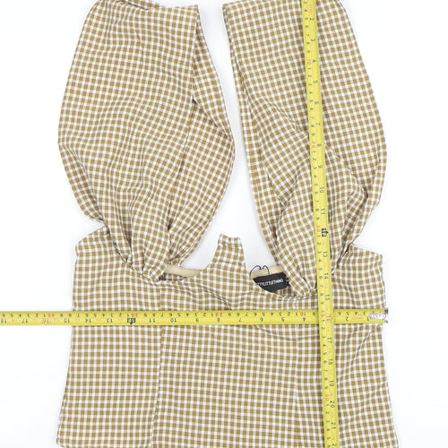 PrettyLittleThing Women’s Brown Check Cropped Blouse UK 10