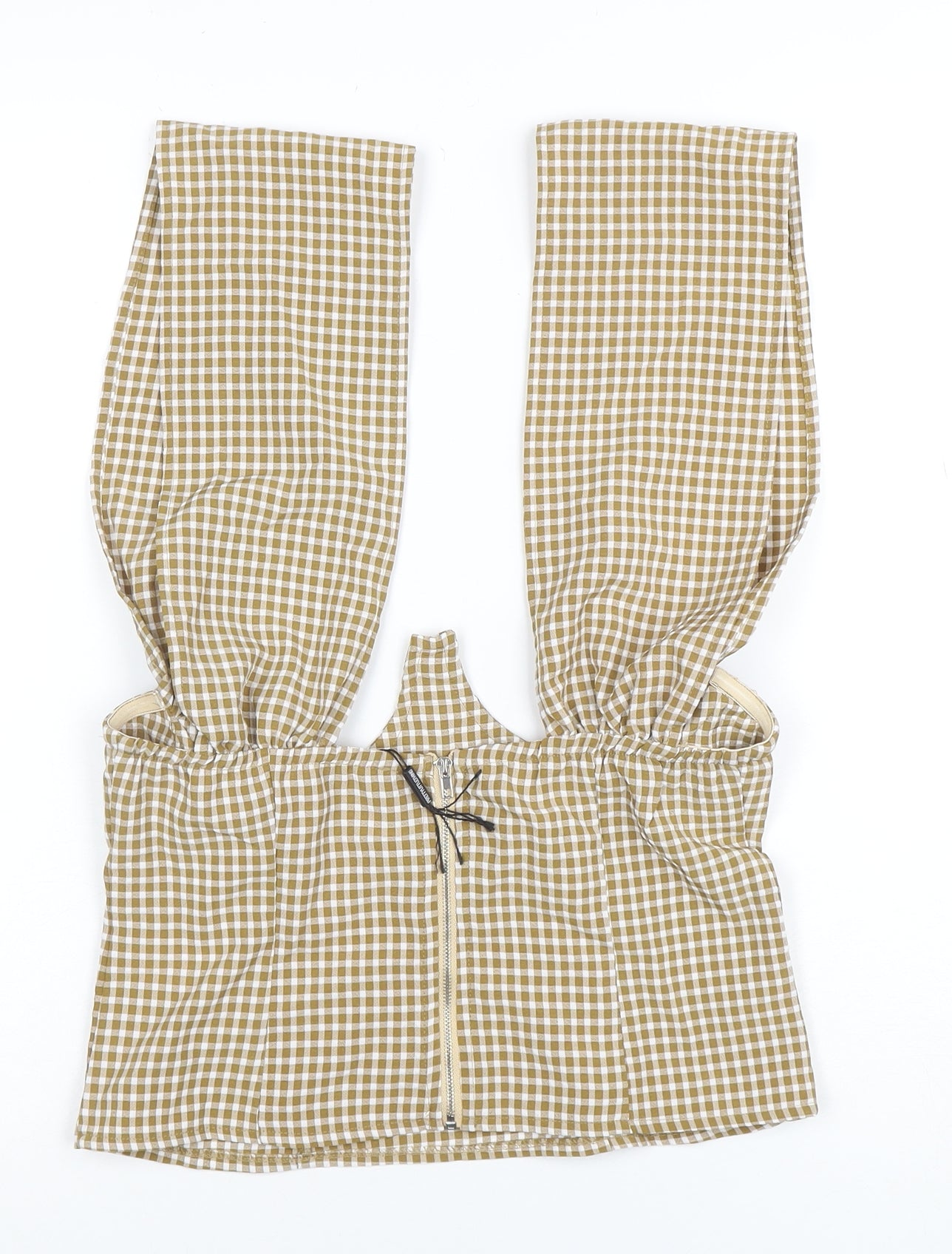 PrettyLittleThing Women’s Brown Check Cropped Blouse UK 10