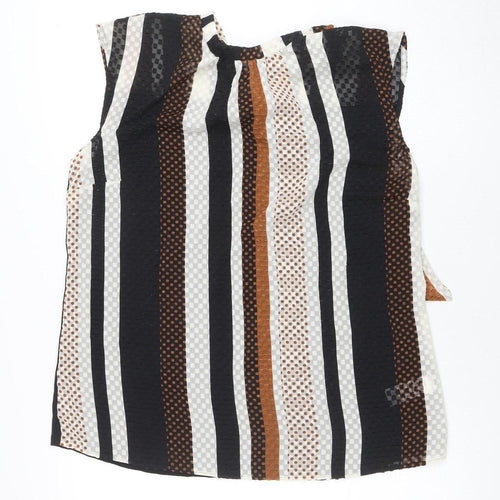 Next Women’s Black Striped Sleeveless Wrap Blouse Size 16 Plus