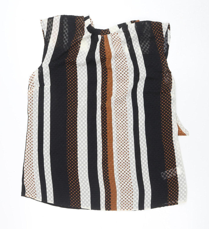 Next Women’s Black Striped Sleeveless Wrap Blouse Size 16 Plus