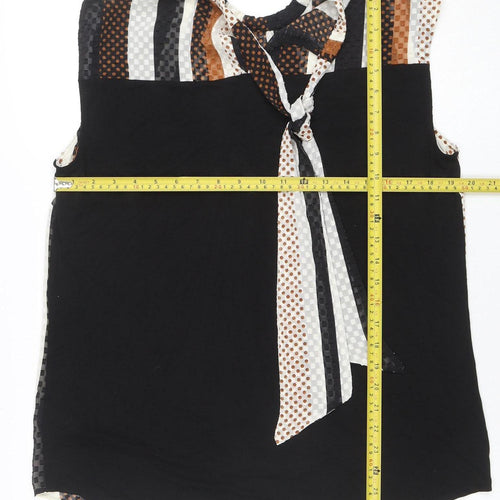 Next Women’s Black Striped Sleeveless Wrap Blouse Size 16 Plus