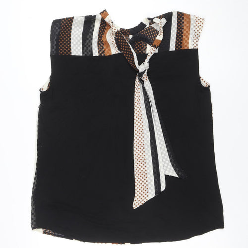 Next Women’s Black Striped Sleeveless Wrap Blouse Size 16 Plus