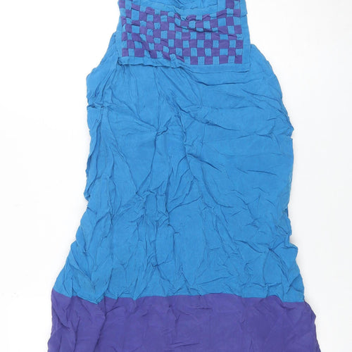 Sportmax Code Women Blue Colourblock Silk Shift Dress Size 10