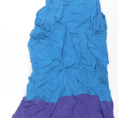 Sportmax Code Women Blue Colourblock Silk Shift Dress Size 10