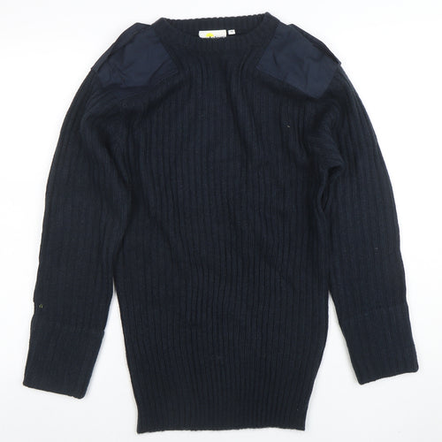 Weird Fish Men's Blue Ribbed Knit Pullover Jumper Size S