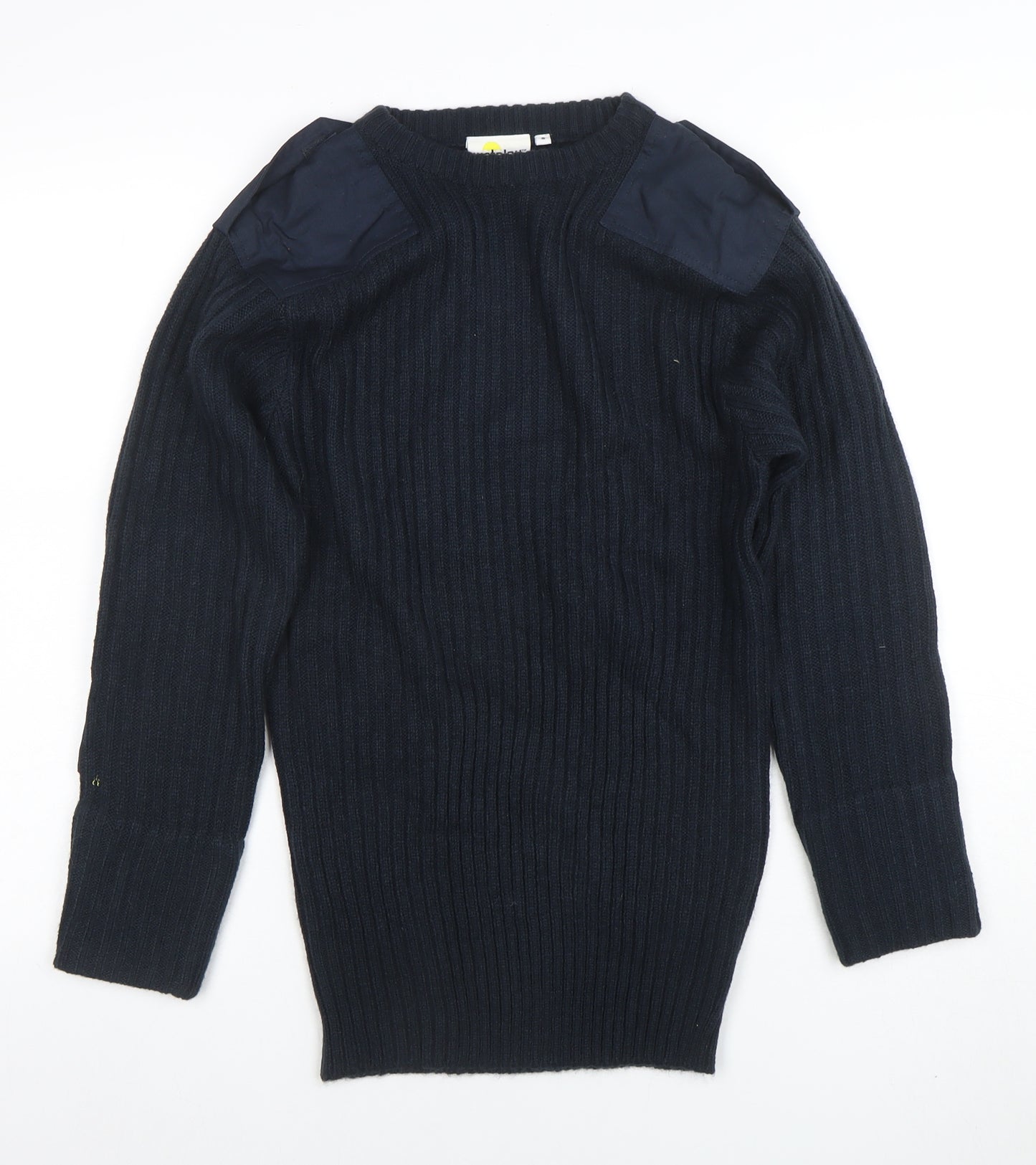 Weird Fish Men's Blue Ribbed Knit Pullover Jumper Size S