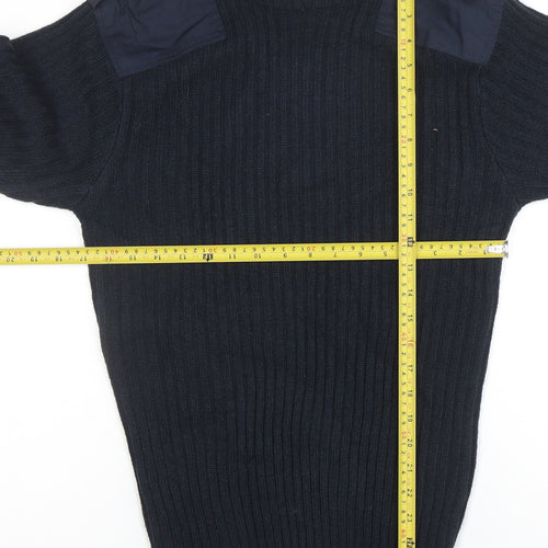 Weird Fish Men's Blue Ribbed Knit Pullover Jumper Size S