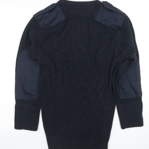 Weird Fish Men's Blue Ribbed Knit Pullover Jumper Size S