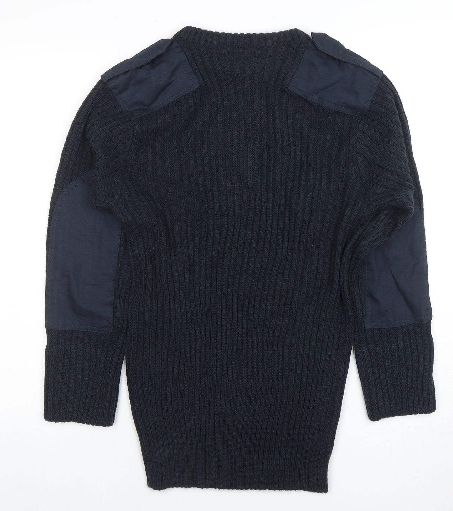 Weird Fish Men's Blue Ribbed Knit Pullover Jumper Size S