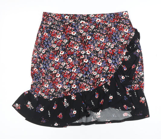 Oasis Womens Multicoloured Floral Wrap Skirt Size S