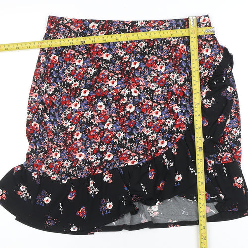Oasis Womens Multicoloured Floral Wrap Skirt Size S