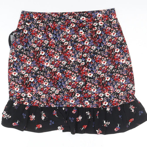 Oasis Womens Multicoloured Floral Wrap Skirt Size S